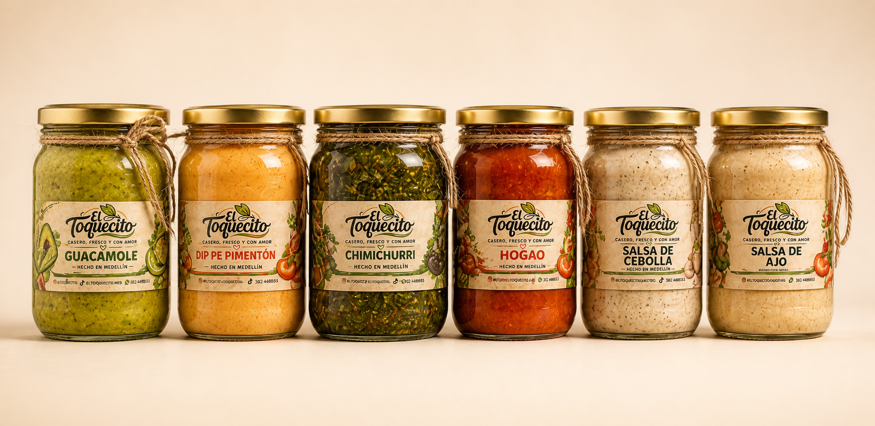 Línea de seis productos artesanales El Toquecito